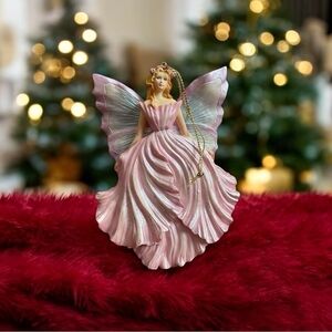Vintage Pink Fairy Figurine Disney Butterfly Fairy Ornament Christmas Ornament